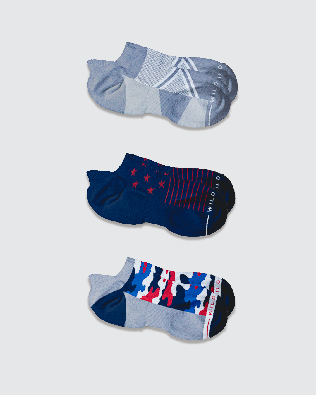 Patriotic USA Merino Wool Tab Ankle Golf Socks 3-Pack