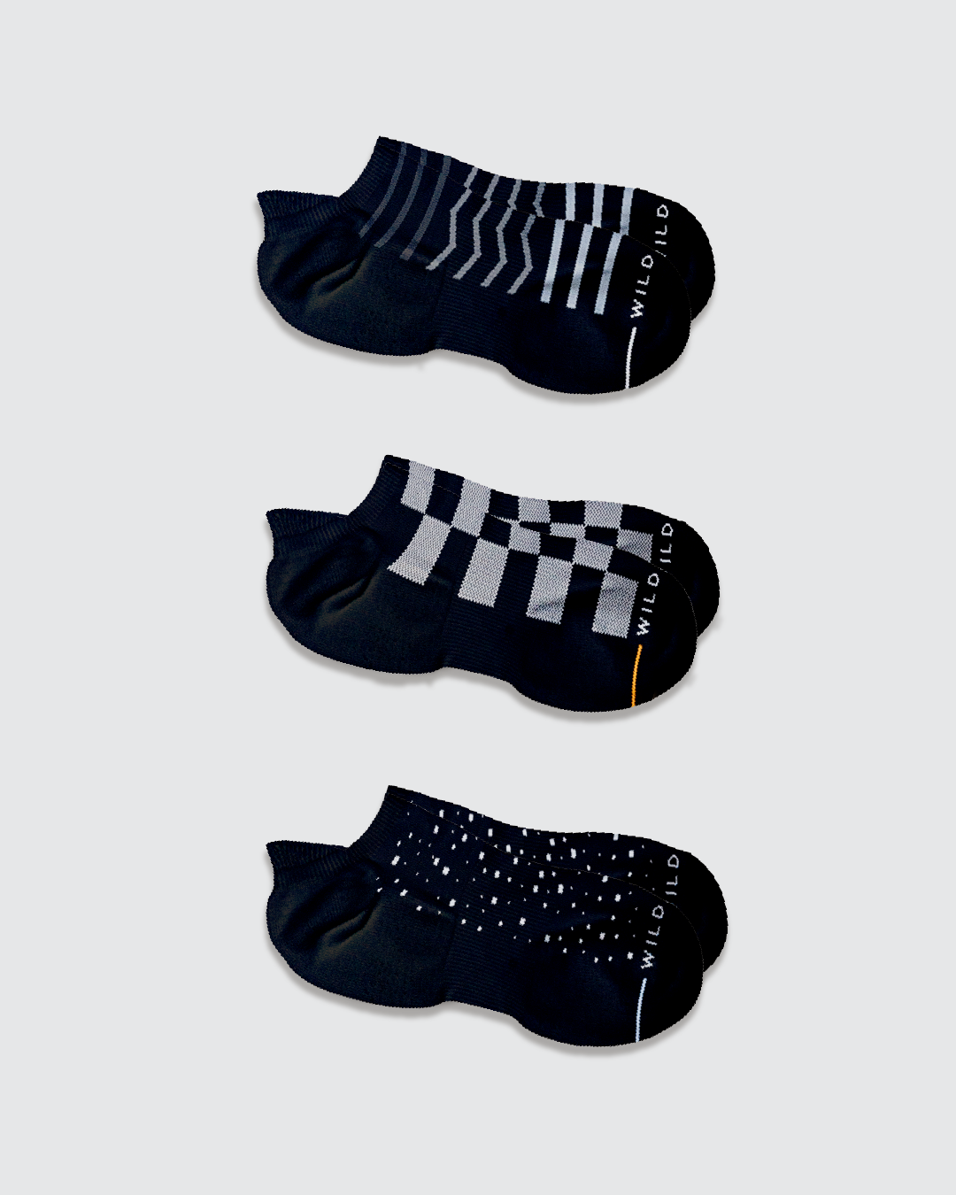 Black Merino Wool Tab Ankle Golf Socks 3-Pack