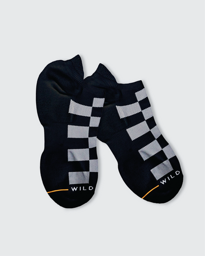 Checkered Merino Wool Tab Ankle Golf Socks