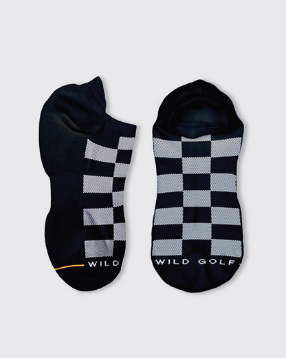 Checkered Merino Wool Tab Ankle Golf Socks